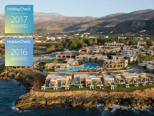 Ikaros Beach Luxury Resort Ranks 2nd on Crete Island (Greece) & Receives HolidayCheck Award 2017